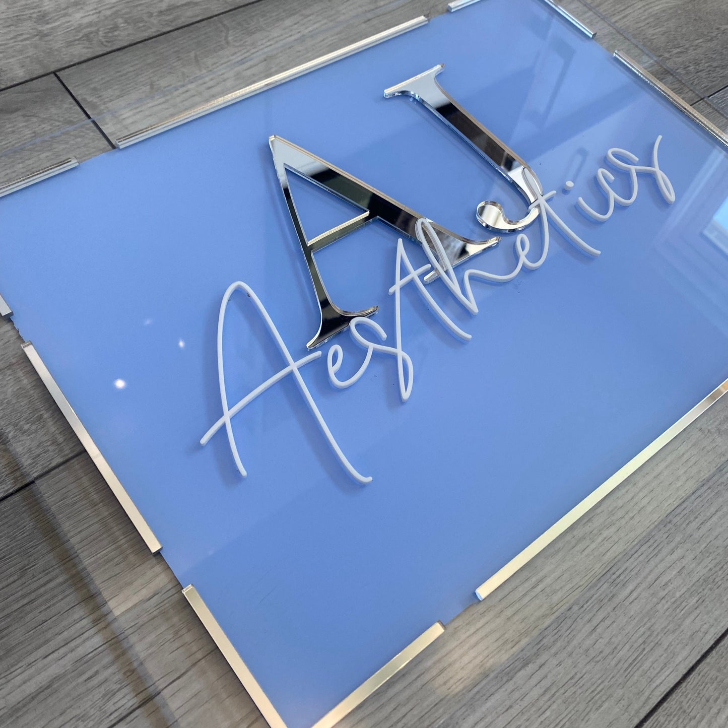 3d Mirror Silver salon sign.