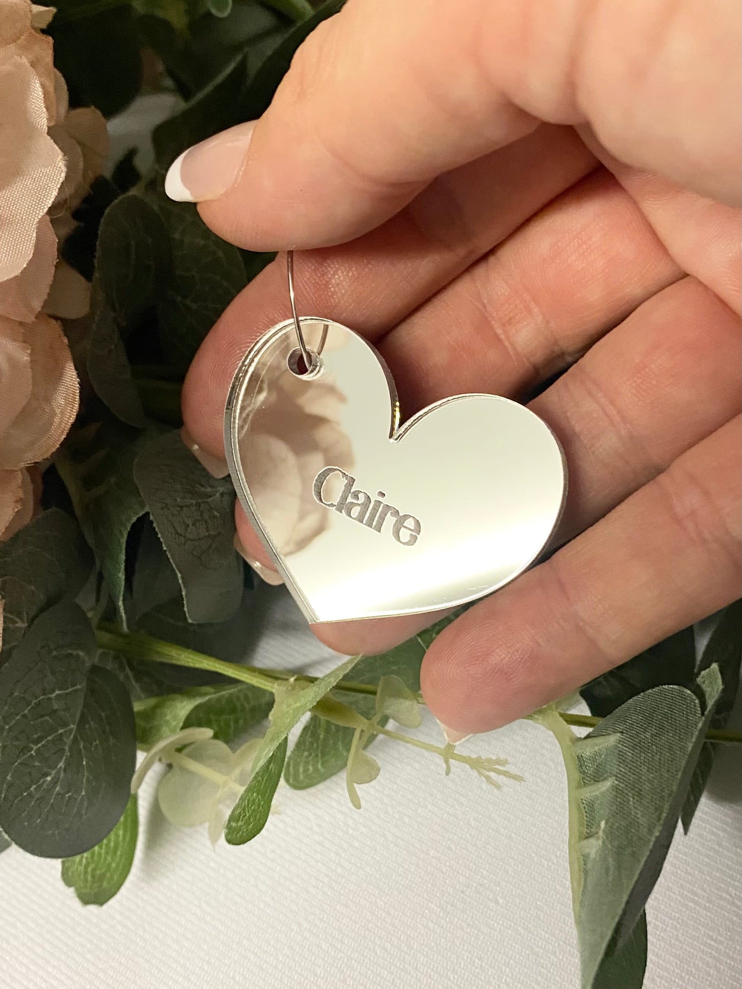 Personalised Wedding Heart Glass Charm