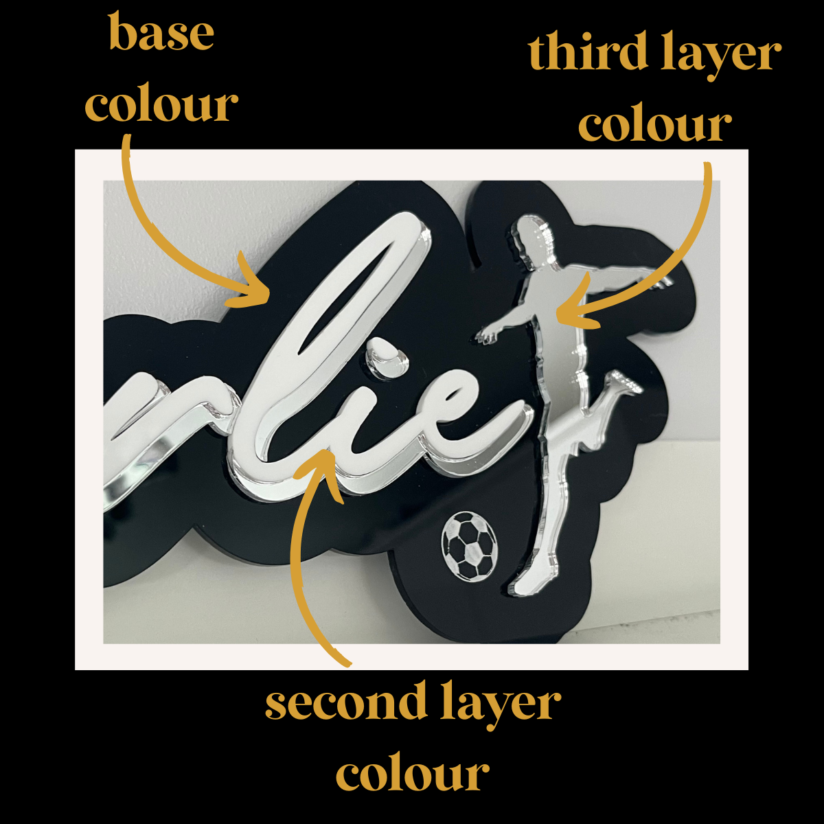 Triple Layer Shadow Script Football Name Sign