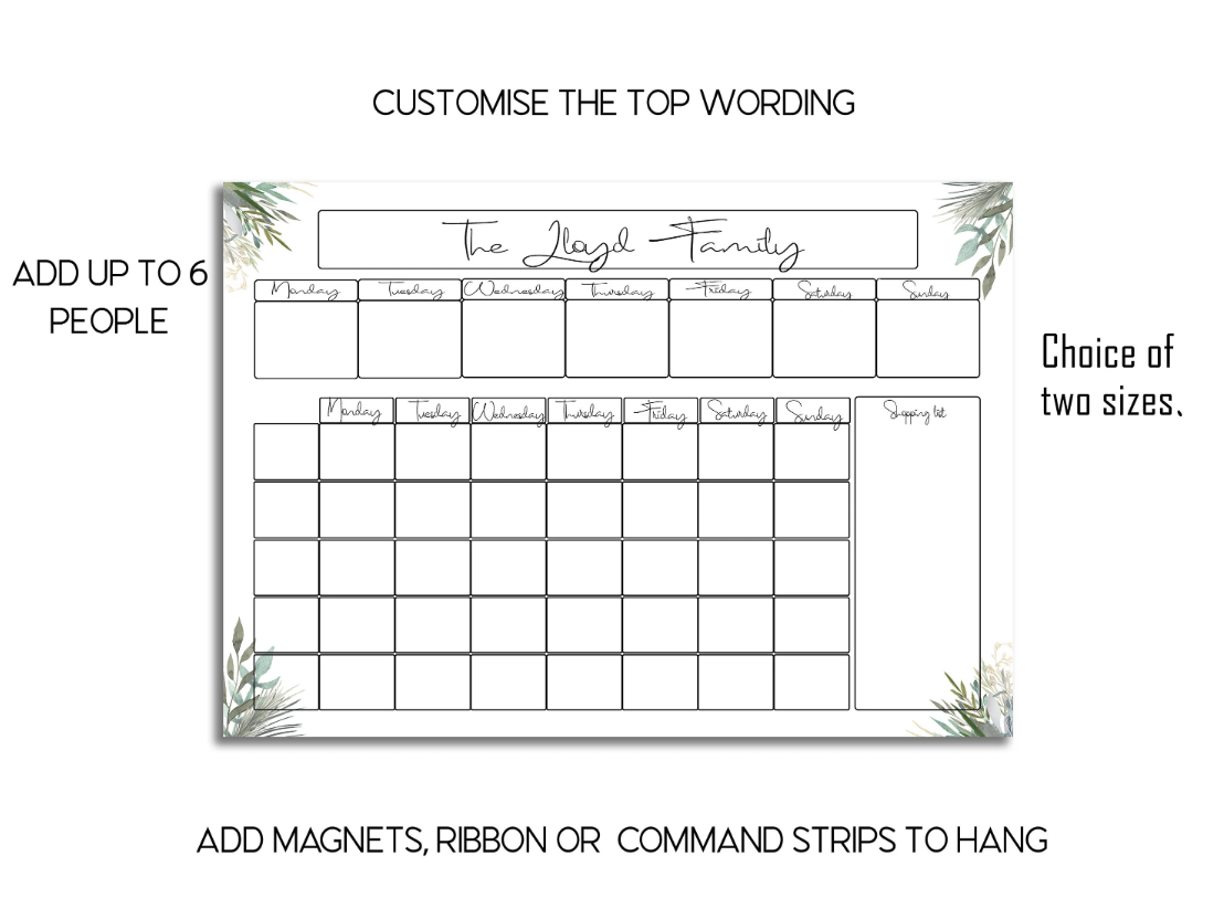 Foliage Weekly Wall Planner