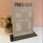 Price List Sign