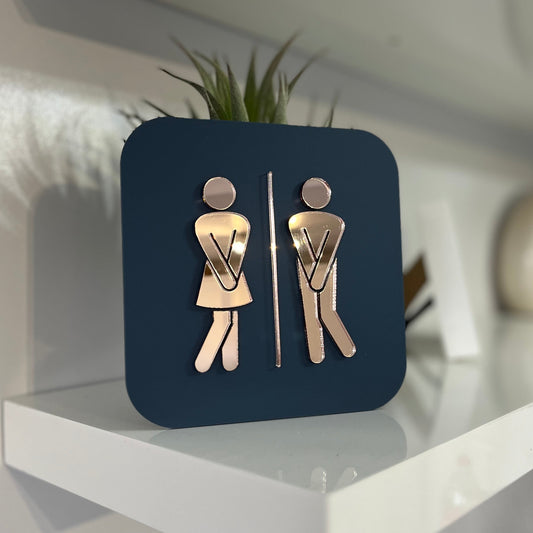 Acrylic Bathroom Door Sign with male and female symbols