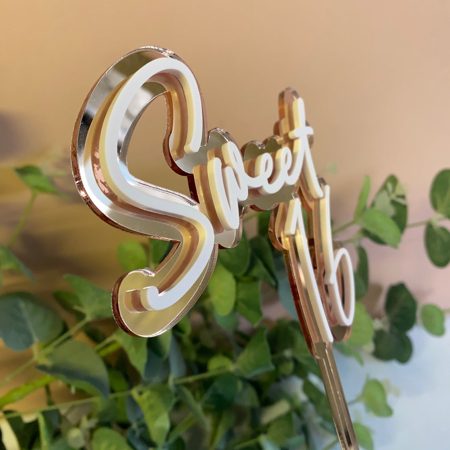 Sweet 16 cake topper and charm set