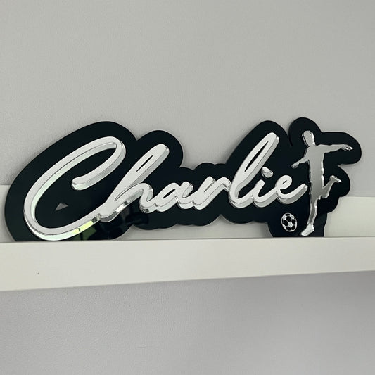 Triple Layer Shadow Script Football Name Sign