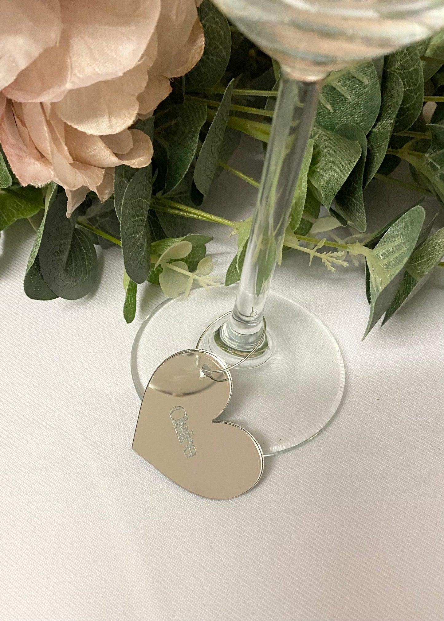 Personalised Wedding Heart Glass Charm