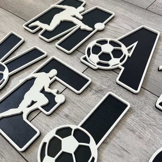 A photo showing different football letter designs