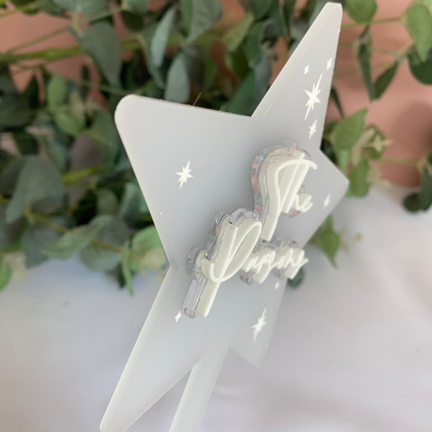 Personalised Frosted Acrylic Star Christmas Tree topper