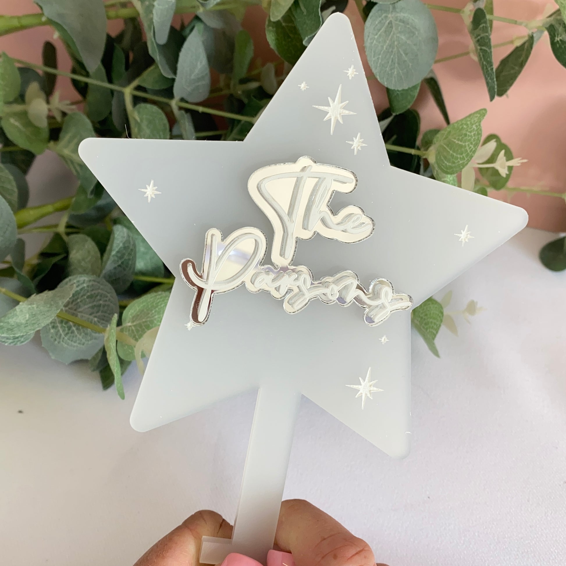 Personalised Christmas Decorations - Frosted Acrylic Star Tree topper