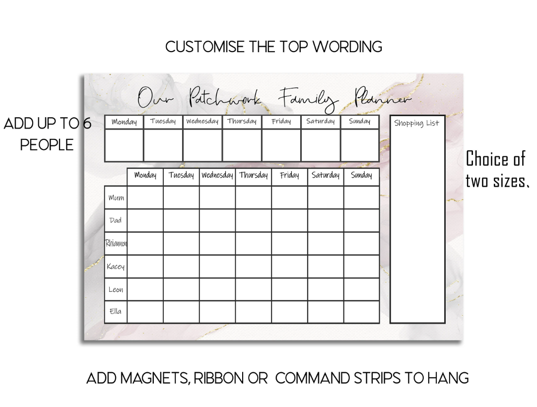 Alcohol Ink Weekly Wall Planner
