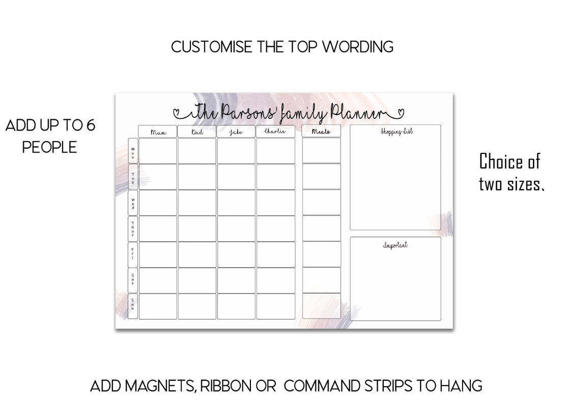 Boho Rainbow Weekly Wall Planner