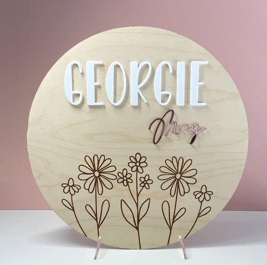 Wild Flower Personalised Nursery Sign